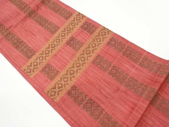 JAPANESE KIMONO / VINTAGE FUKURO OBI / WOVEN GRID & RHOMBUS